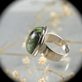Opal after Serpentine gemstone sterling silver ring