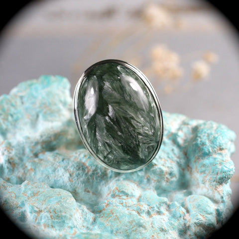 Seraphinite sterling silver ring