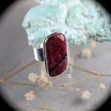 Eudialyte iridescent sterling silver ring