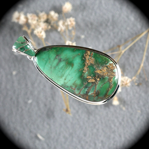 Variscite sterling silver pendant with inlaid bail