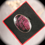 Eudialyte iridescent sterling silver ring