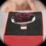 Eudialyte iridescent sterling silver ring