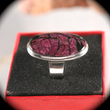 Eudialyte iridescent sterling silver ring