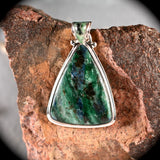 Fuchsite sterling silver pendant with inlaid bail