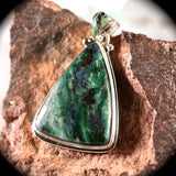Fuchsite sterling silver pendant with inlaid bail