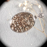 Dinosaur bone sterling silver pendant