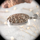Dinosaur bone sterling silver pendant