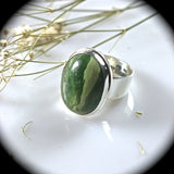 Opal after Serpentine gemstone sterling silver ring