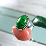 Jadeite sterling silver ring - Rusmineral cabochons&jewelry