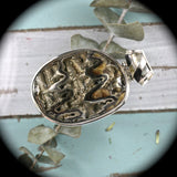 Ammonite Pyrite Drusy pendant with inlaid bail
