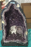 Amethyst Geode Cathedral with Selenite Rose crystals inside