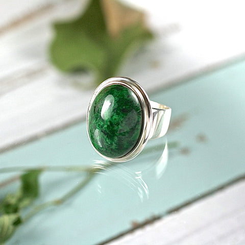 Jadeite sterling silver ring - Rusmineral cabochons&jewelry - 1