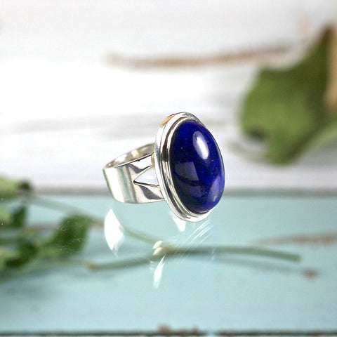 Lapis Lazuli sterling silver ring - Rusmineral cabochons&jewelry