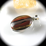 Tiger Iron sterling silver oval pendant