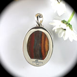 Tiger Iron sterling silver oval pendant