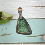 Fuchsite sterling silver pendant with inlaid bail - Rusmineral cabochons&jewelry - 5