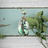 Variscite sterling silver pendant with inlaid bail - Rusmineral cabochons&jewelry - 1