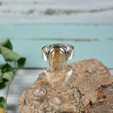 Gold in Quartz sterling silver ring - Rusmineral cabochons&jewelry