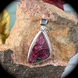 Eudialyte iridescent sterling silver pendant