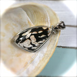 Peanut wood sterling silver pendant with Inlaid bail - Rusmineral cabochons&jewelry - 4