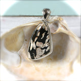Peanut wood sterling silver pendant with Inlaid bail - Rusmineral cabochons&jewelry - 1