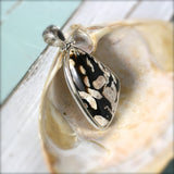 Peanut wood sterling silver pendant with Inlaid bail - Rusmineral cabochons&jewelry - 3