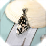 Peanut wood sterling silver pendant with Inlaid bail - Rusmineral cabochons&jewelry - 2
