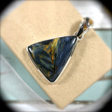 Pietersite sterling silver pendant with inlaid bail - Rusmineral cabochons&jewelry - 2
