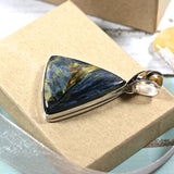 Pietersite sterling silver pendant with inlaid bail - Rusmineral cabochons&jewelry - 3