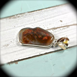 Fire Agate pendant with inlaid bail - Rusmineral cabochons&jewelry