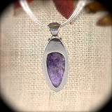 Charoite Sterling Silver pendant w/inlaid bail - Rusmineral cabochons&jewelry