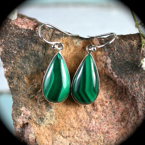 Malachite sterling silver earrings