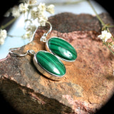 Malachite sterling silver earrings