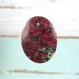 Eudialyte both sides polished drilled pebble-cabochon - Rusmineral cabochons&jewelry