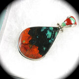 Sonora Chrysocolla sterling silver pendant w/inlaid bail - Rusmineral cabochons&jewelry - 2