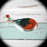 Sonora Chrysocolla sterling silver pendant w/inlaid bail - Rusmineral cabochons&jewelry - 3