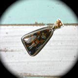 Pietersite sterling silver pendant with inlaid bail - Rusmineral cabochons&jewelry - 1