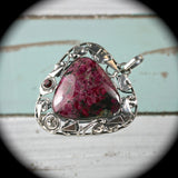 Eudialyte sterling silver pendant - Rusmineral cabochons&jewelry - 2