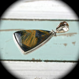 Pietersite sterling silver pendant with inlaid bail - Rusmineral cabochons&jewelry - 3