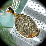 Simbircite Pyrite Drusy pendant with inlaid bail - Rusmineral cabochons&jewelry - 1
