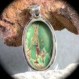 Variscite sterling silver pendant with inlaid bail