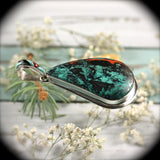 Sonora Chrysocolla sterling silver pendant w/inlaid bail - Rusmineral cabochons&jewelry - 3