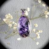 Charoite Sterling Silver pendant w/inlaid bail