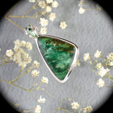 Fuchsite sterling silver pendant with inlaid bail