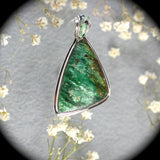 Fuchsite sterling silver pendant with inlaid bail