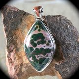 Ocean Jasper sterling silver pendant with inlaid bail