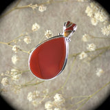 Carnelian sterling silver pendant with inlaid bail