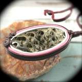 Pyritized ammonite fossil leather pendant - Rusmineral cabochons&jewelry - 3