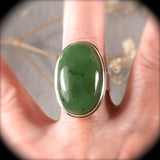 Siberian Nephrite Jade sterling silver ring
