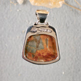 Red Creek Jasper sterling silver pendant with inlaid bail